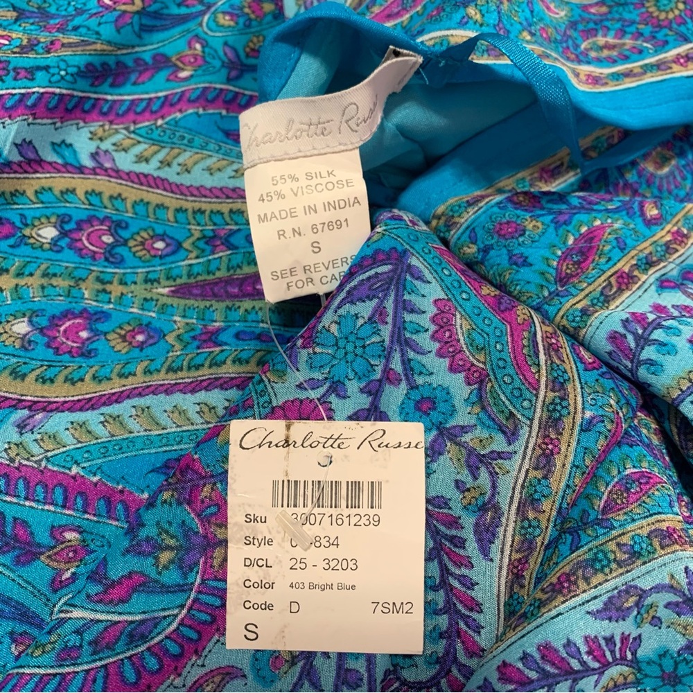 VTG Y2K Blue and Purple Paisley Maxi Dress/Beach Cover-Up S - Picture 2 of 7